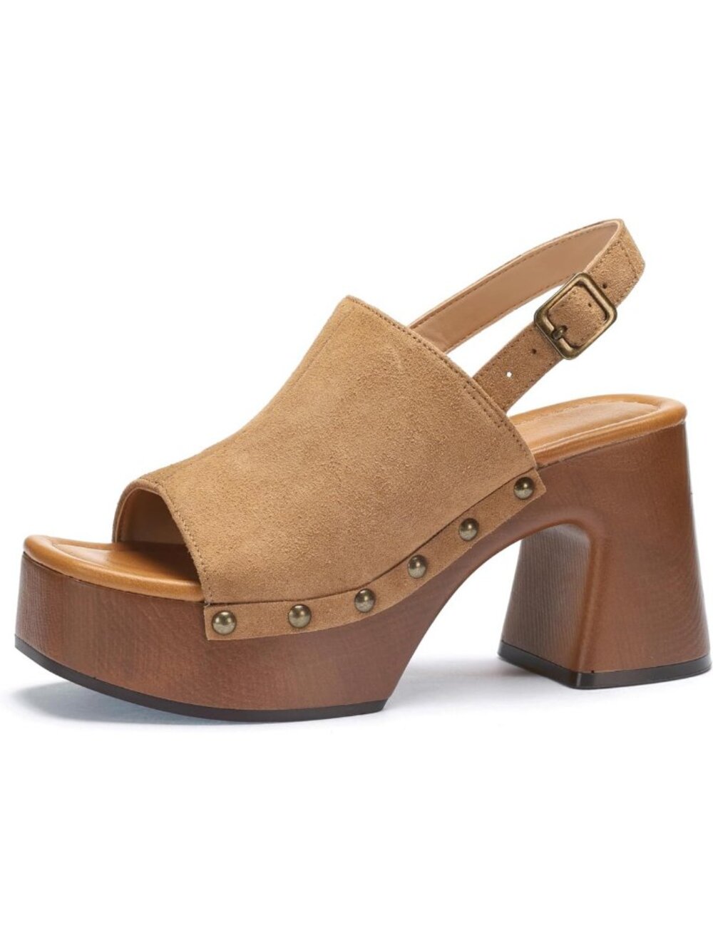 Stylish Chunky Platform Sandals, Studded Faux Suede Heels, Comfortable Open Toe